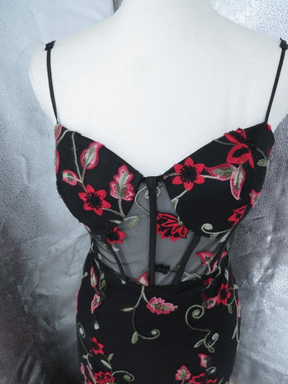 B. Darlin Floral Embroidered Corset Maxi Dress 5/6 Whimsigoth Gown - Picture 3 of 13